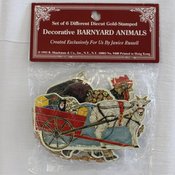 Vintage Christmas Gold Stamped Diecut Decorative Barnyard Animal Ornaments NOS - Picture 1 of 9